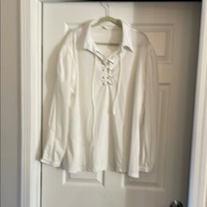 White Lace-Up Blouse Pirate Shirt/